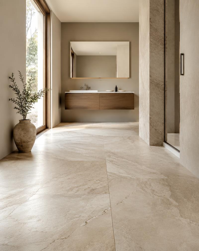 Tile flooring in a residential interior
